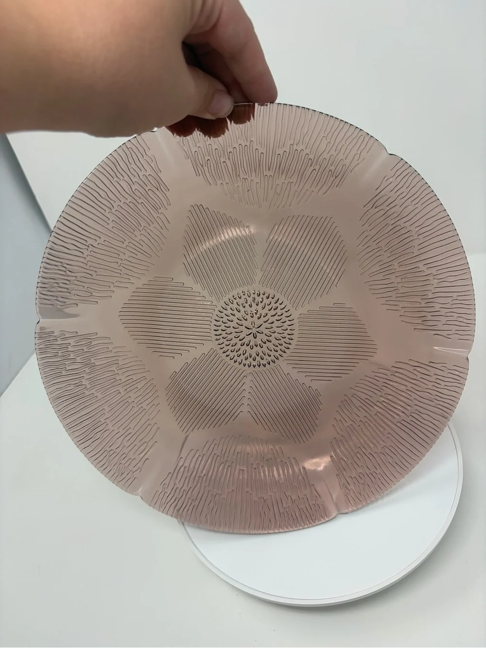 4 Dinner Plates Forte Crista Mexico Amethyst Purple Sunflower Glass 10”